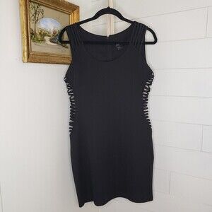 Frederick's of Hollywood Black Ladder Cut Out Strappy Bodycon Mini Dress Size L